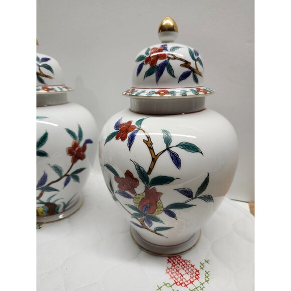 Andrea By Sadek Vintage Ginger Jars Vase w/Lid Numbered Japan 10" Floral Design - Picture 3 of 10